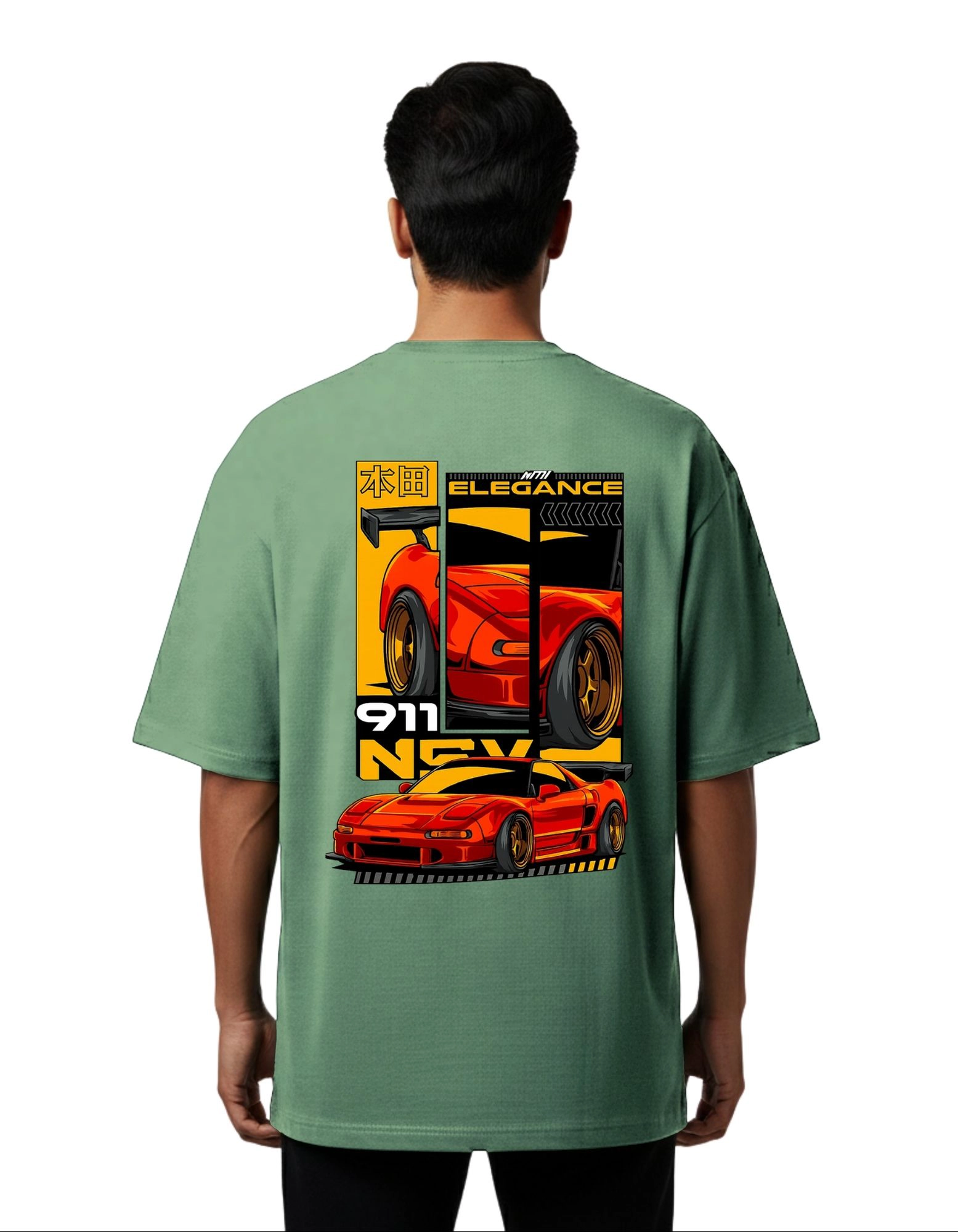 NSX Elegance Oversized Cotton French Terry T-Shirt 240 GSM D Green