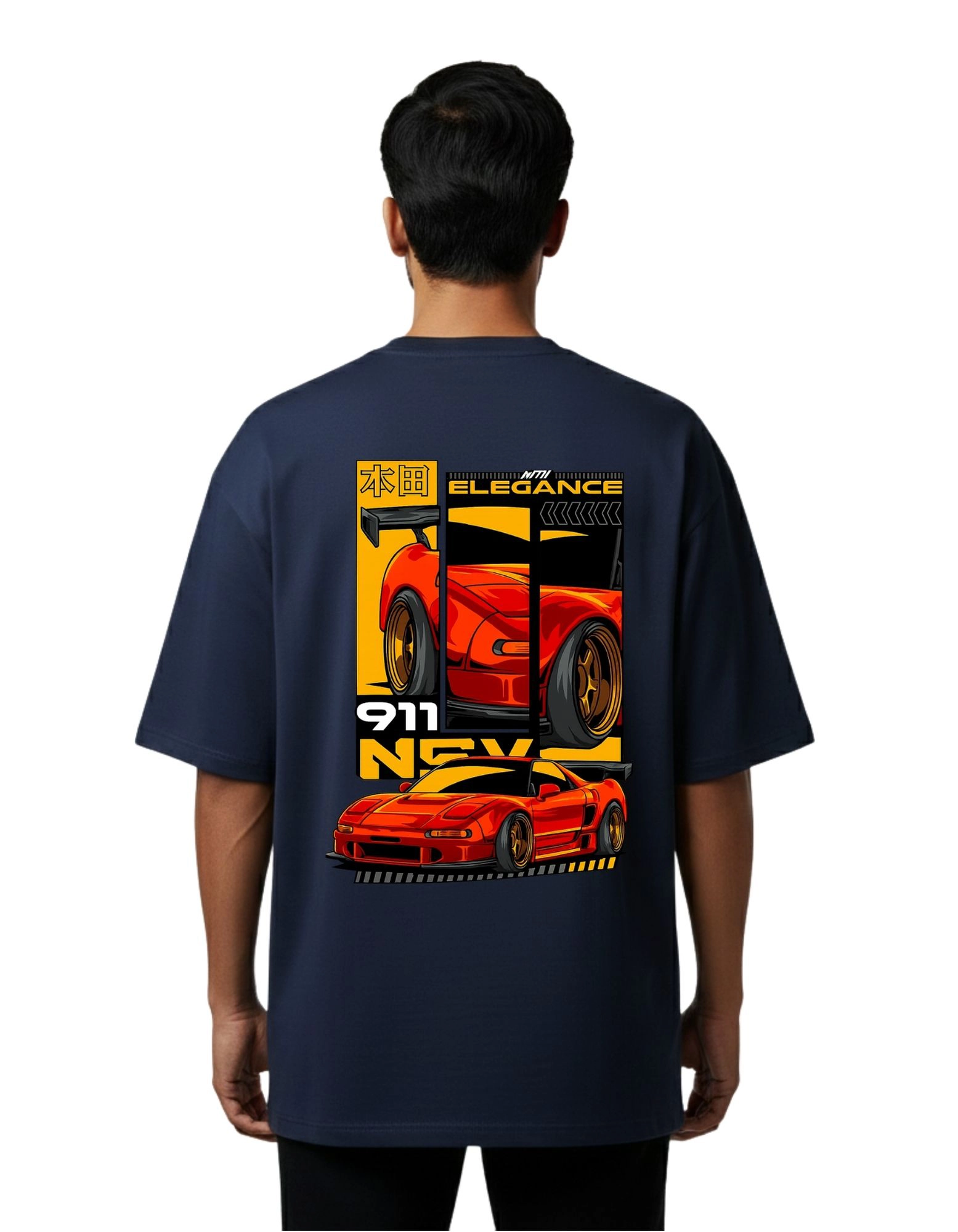 NSX Elegance Oversized Cotton French Terry T-Shirt 240 GSM Navy Blue