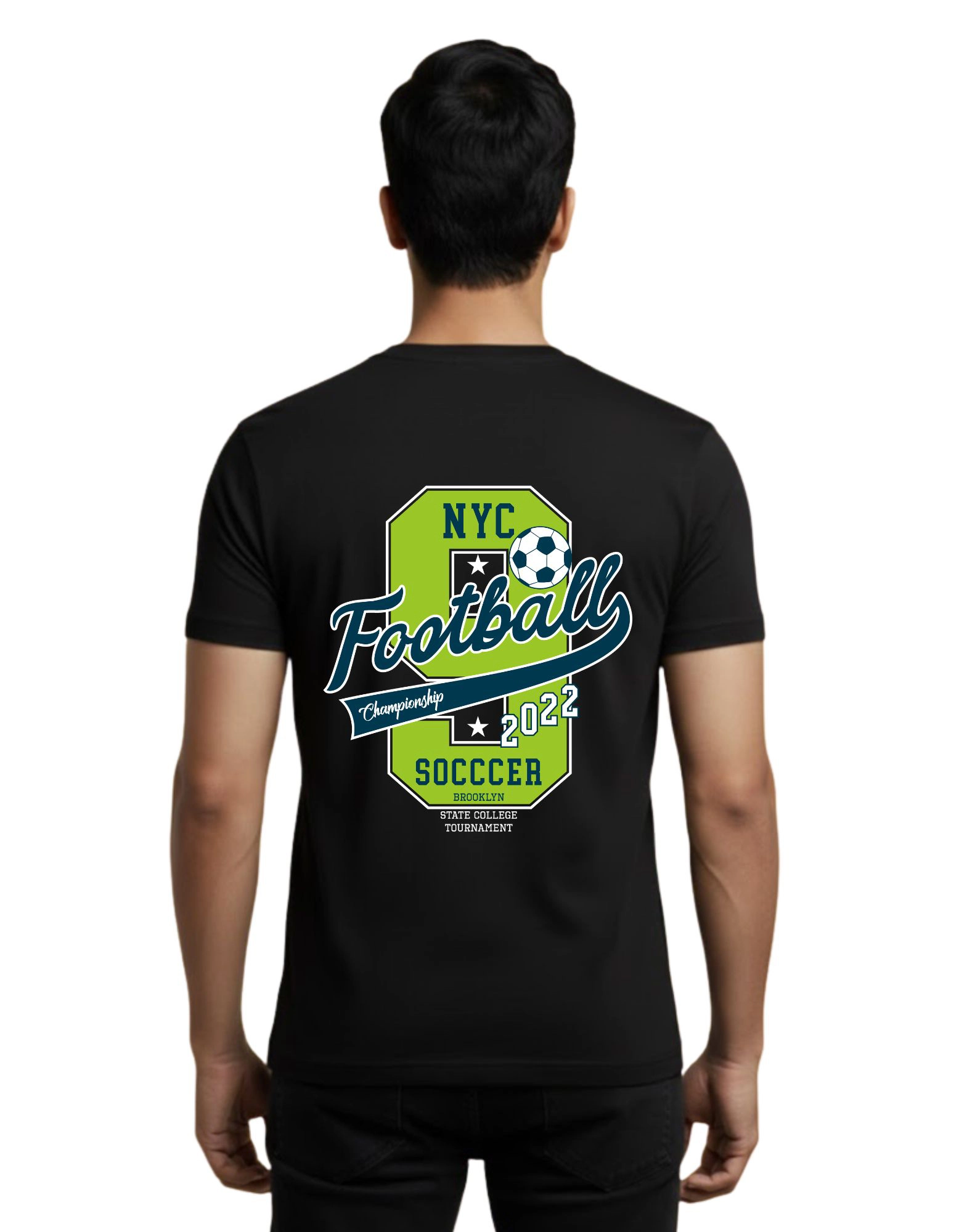 NYC Football Cotton T-Shirt 180 GSM Half Sleeve Black