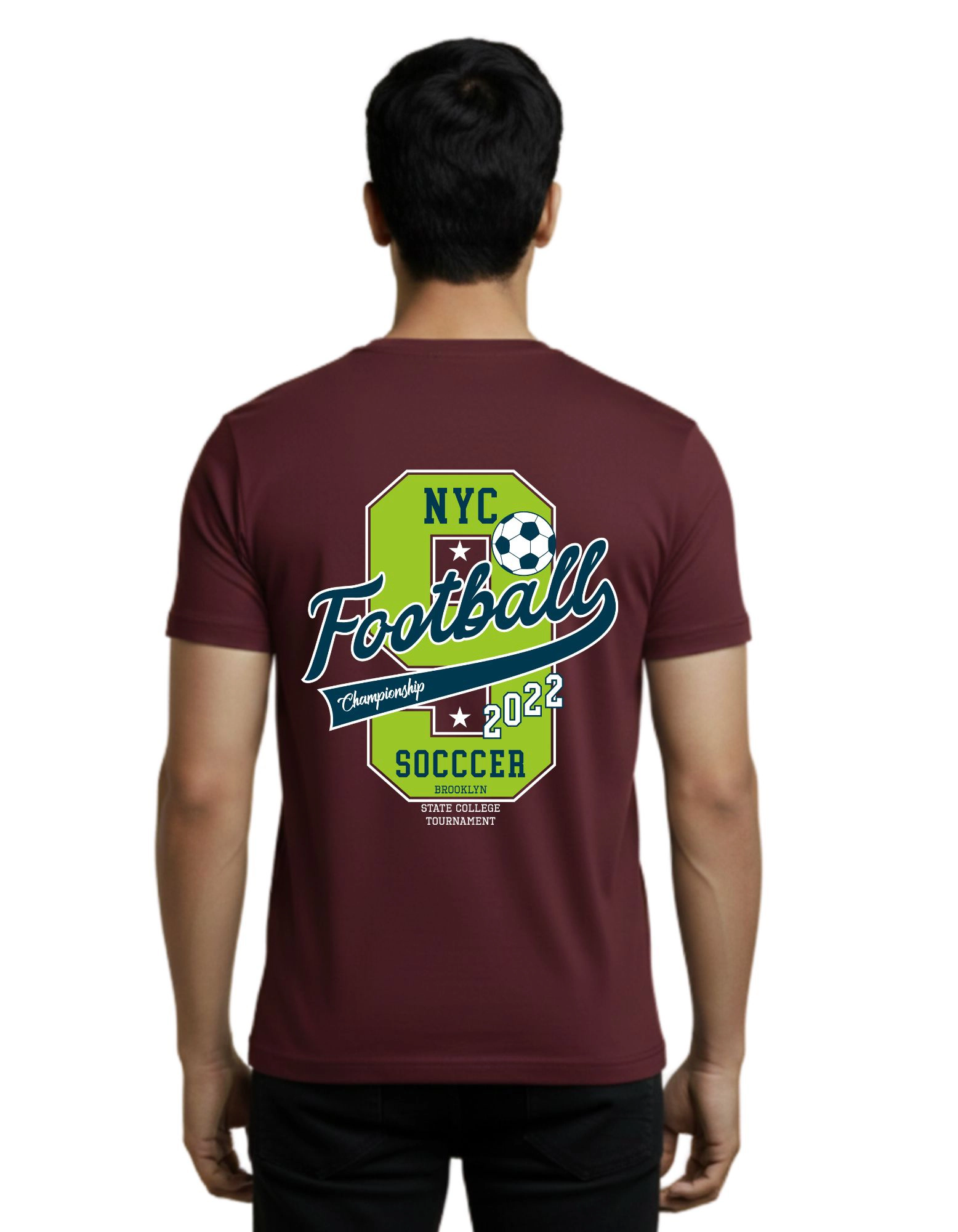 NYC Football Cotton T-Shirt 180 GSM Half Sleeve Maroon
