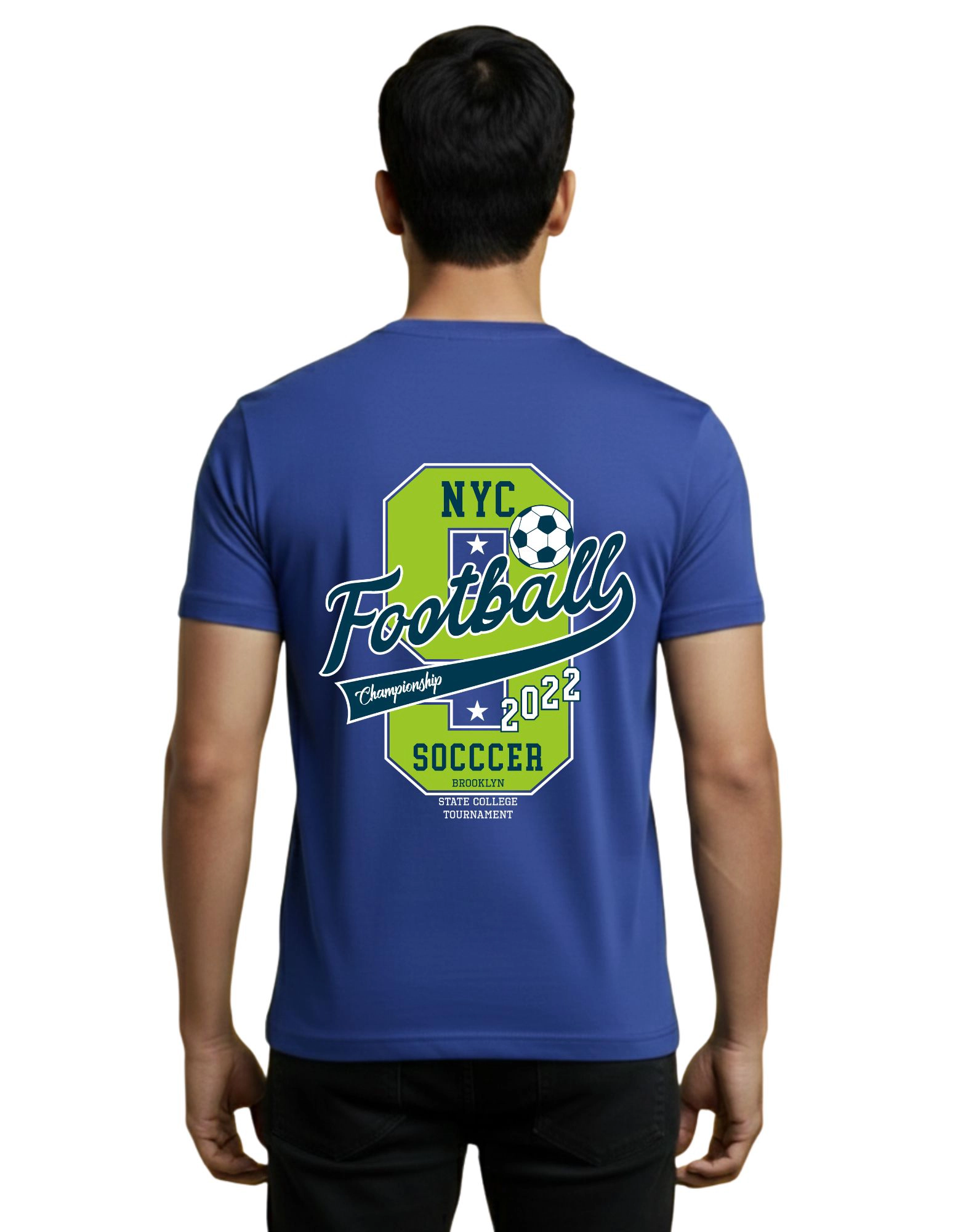 NYC Football Cotton T-Shirt 180 GSM Half Sleeve Royal Blue