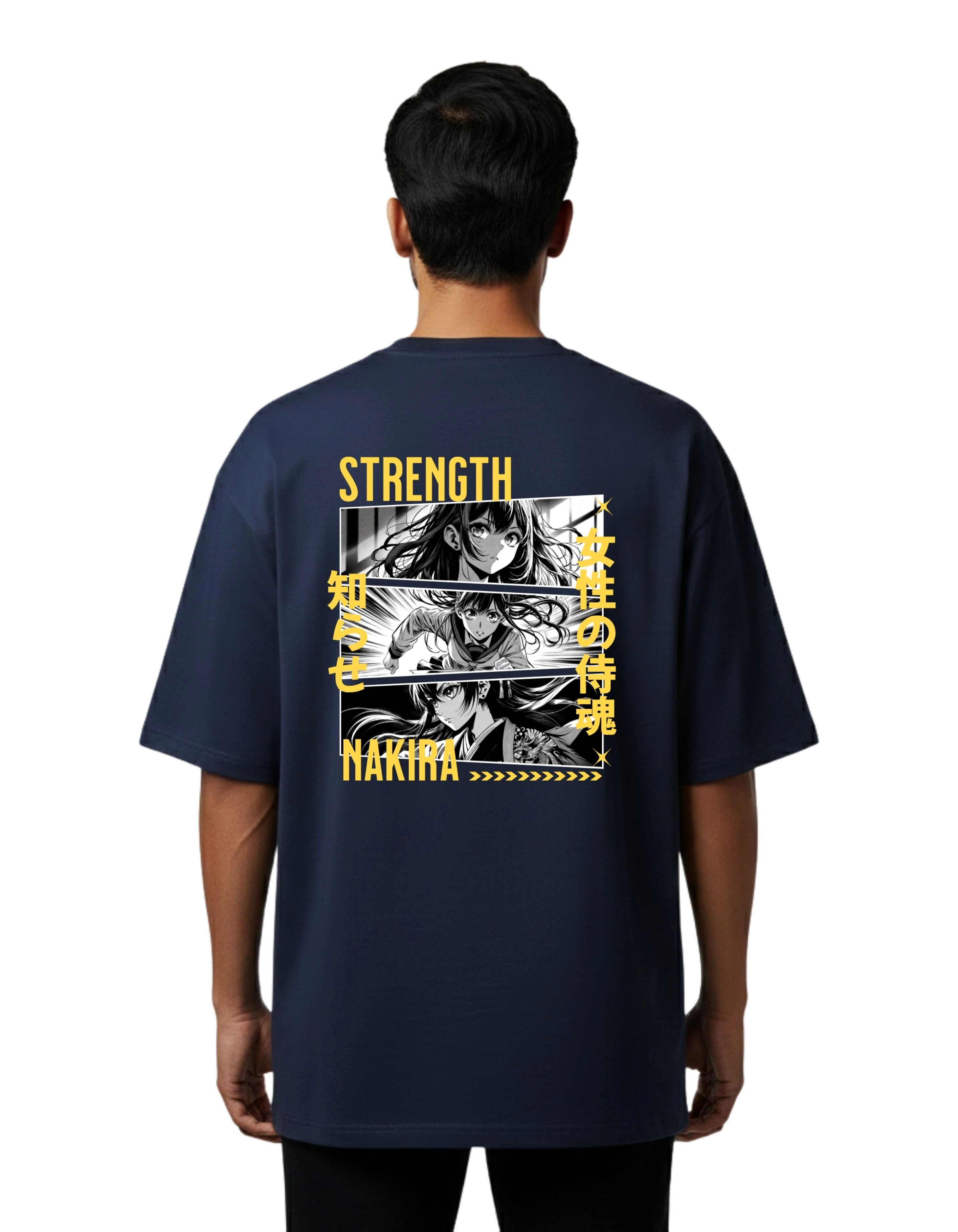 Nakira Oversized Cotton French Terry T-Shirt 240 GSM Navy Blue
