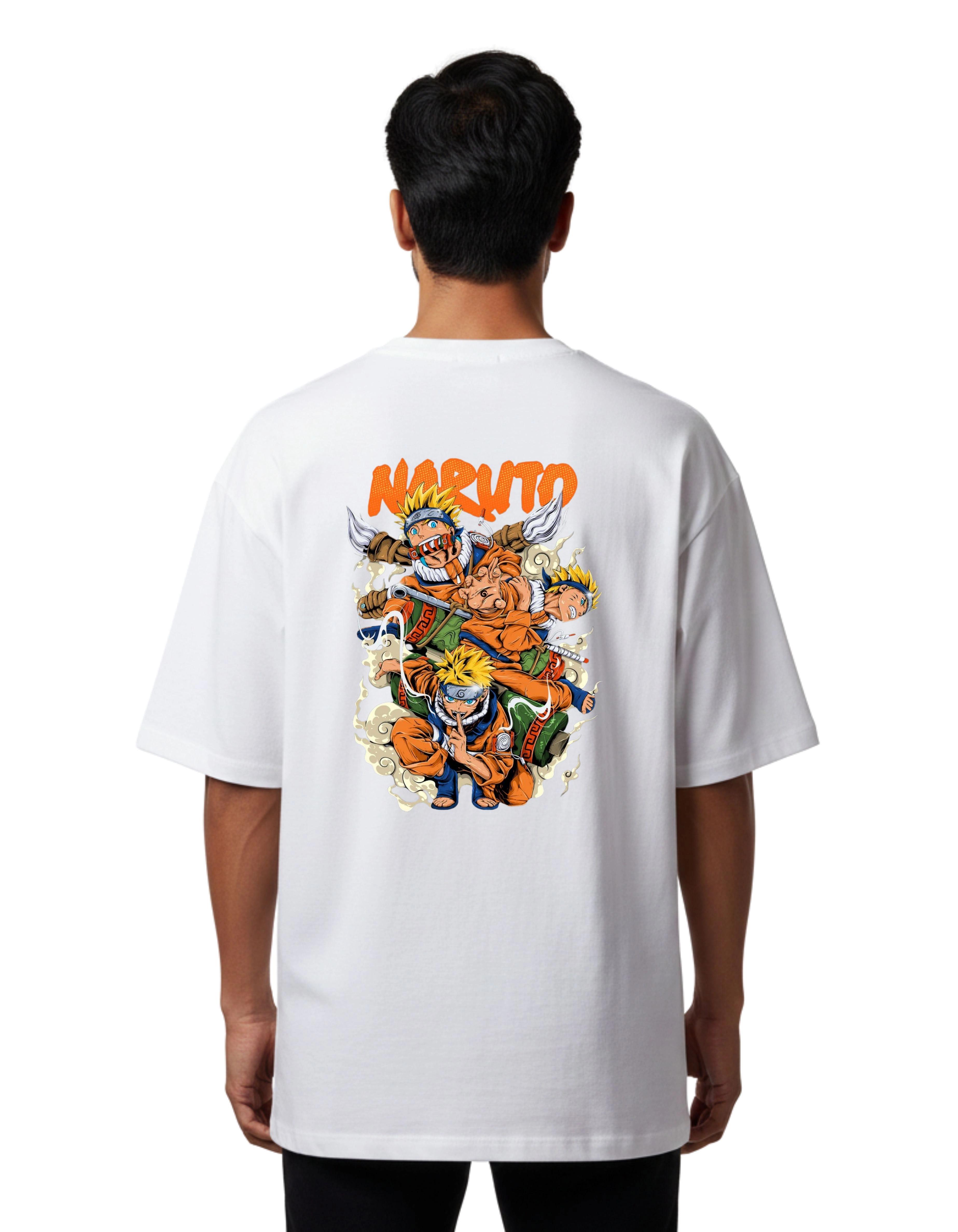 Naruto Leaf Ninja Oversized Cotton French Terry T-Shirt 240 GSM White
