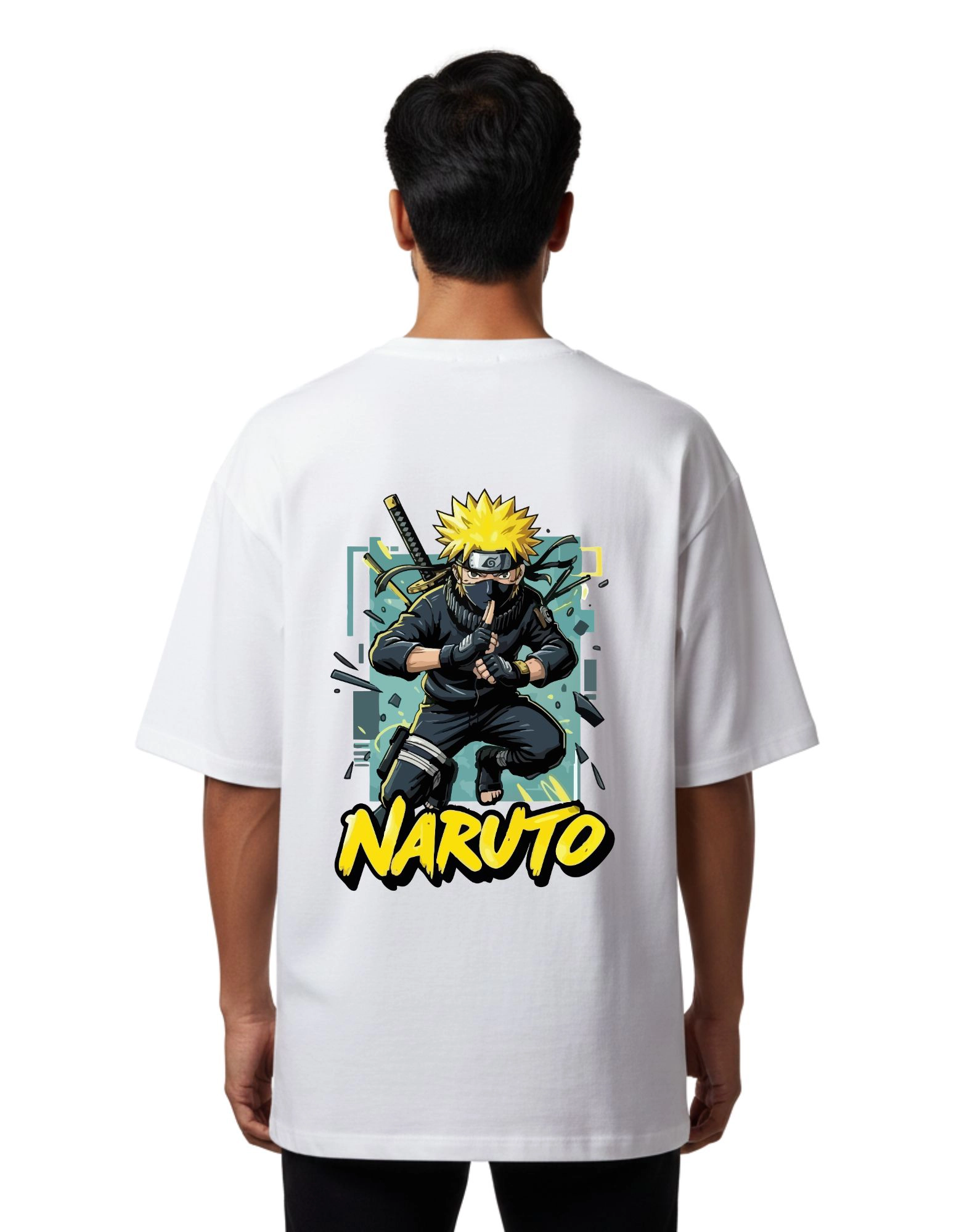 Naruto Oversized Cotton French Terry T-Shirt 240 GSM White