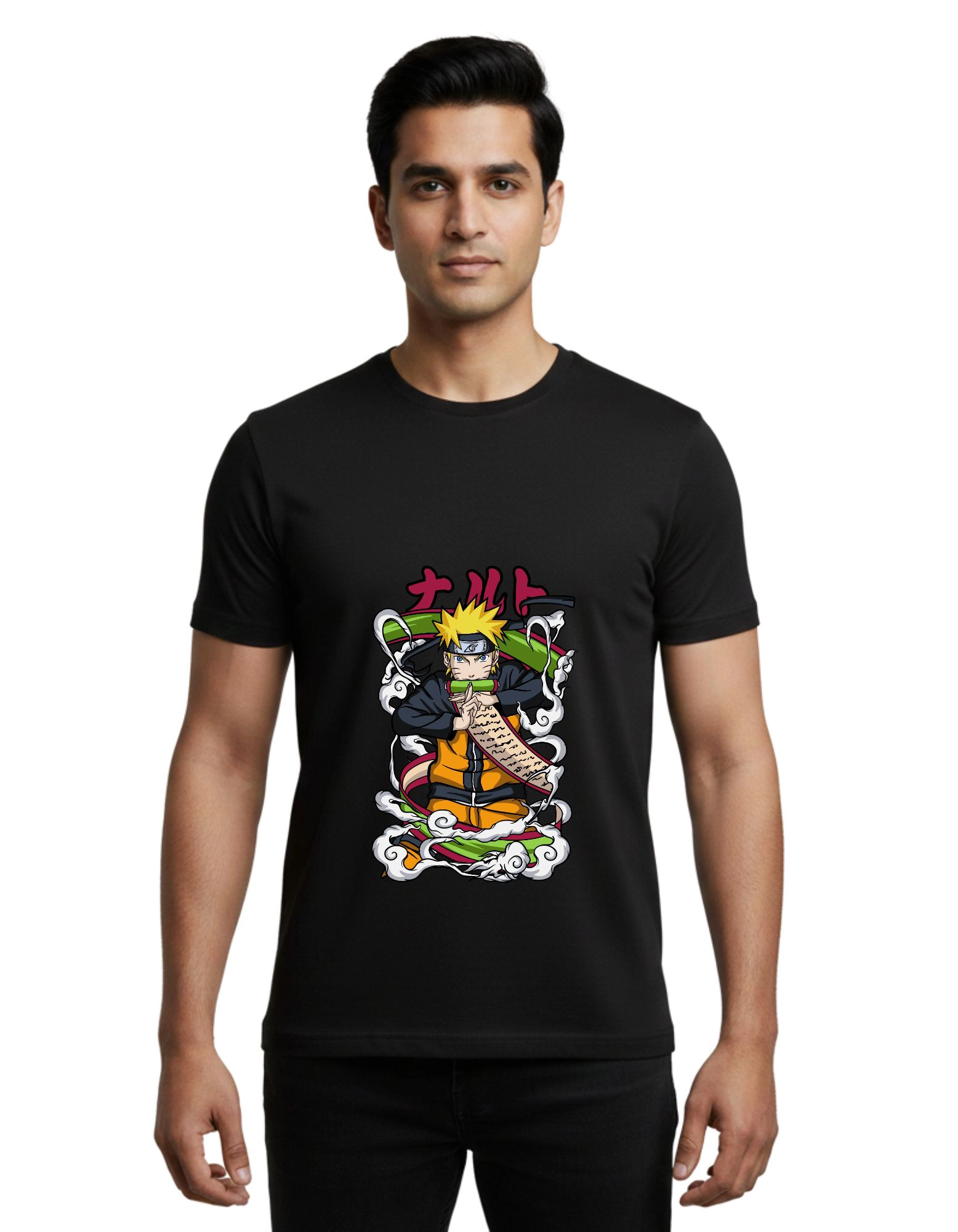 Naruto Round Neck Cotton 180 GSM T-Shirt Black