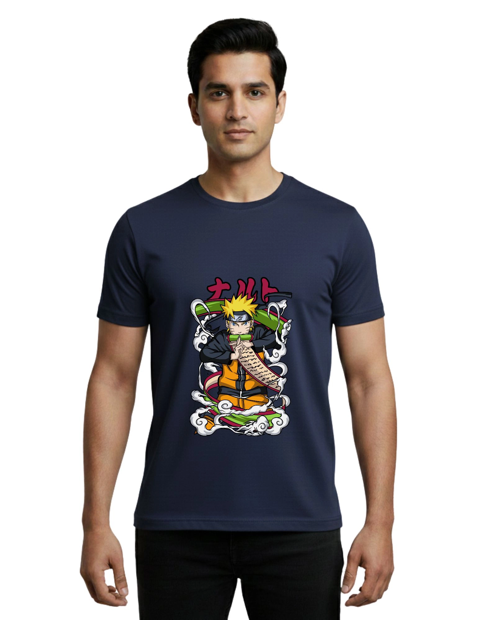 Naruto Round Neck Cotton 180 GSM T-Shirt Navy Blue