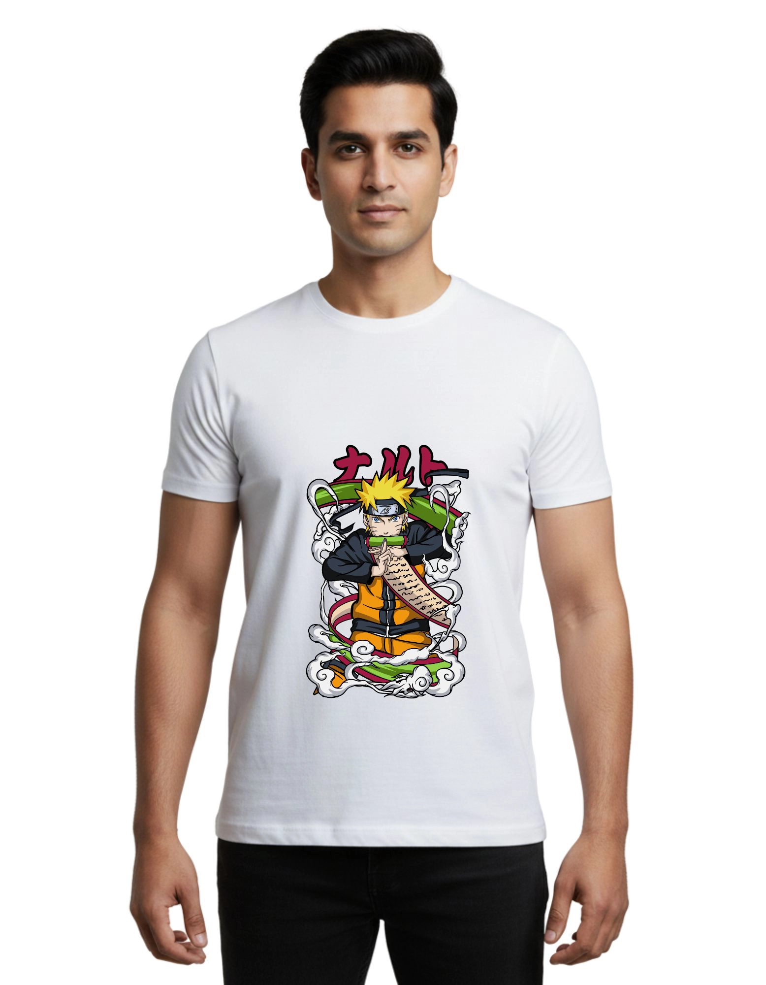 Naruto Round Neck Cotton 180 GSM T-Shirt White