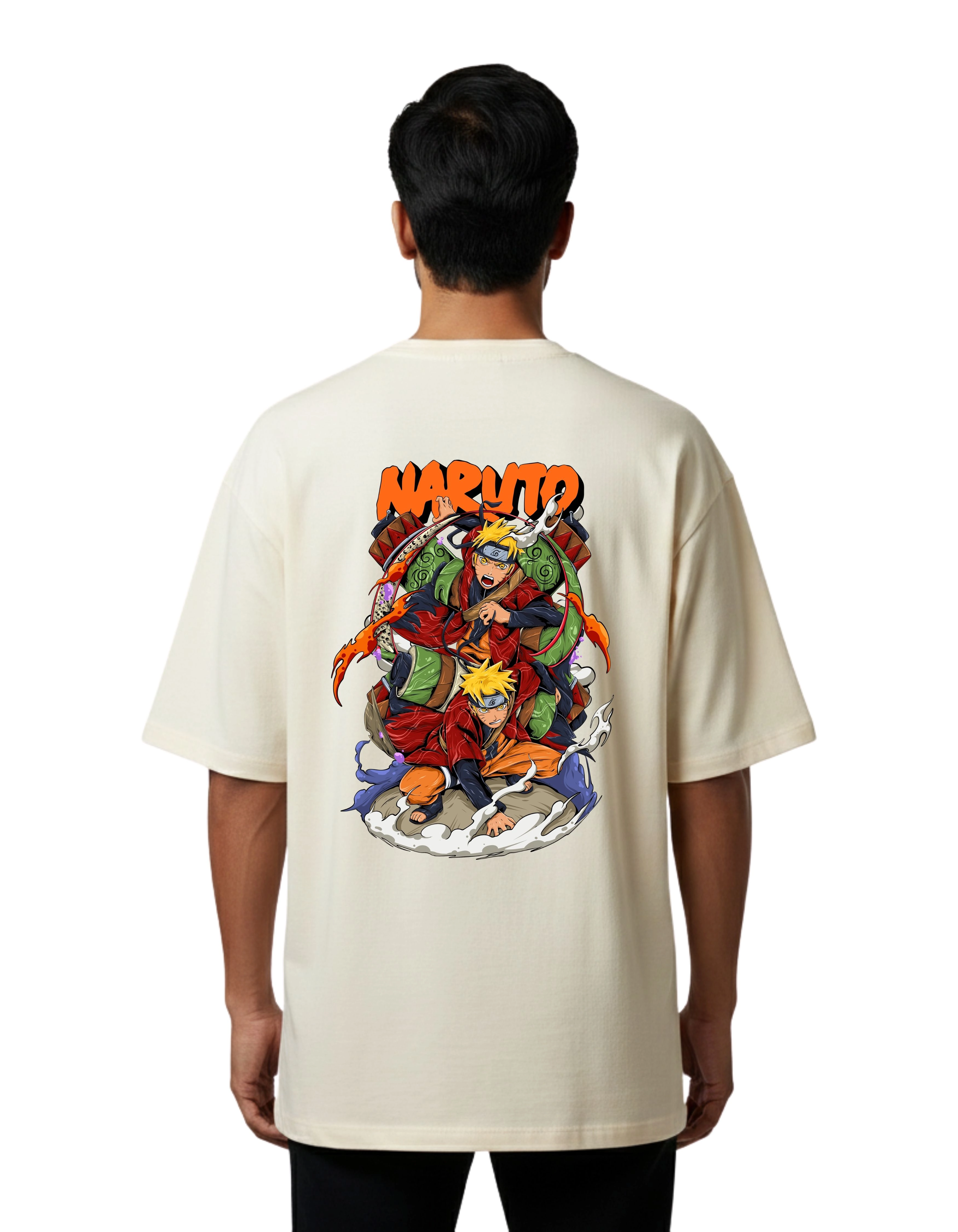 Naruto Shadow Legacy Oversize Cotton French Terry T-Shirt 240 GSM Beige
