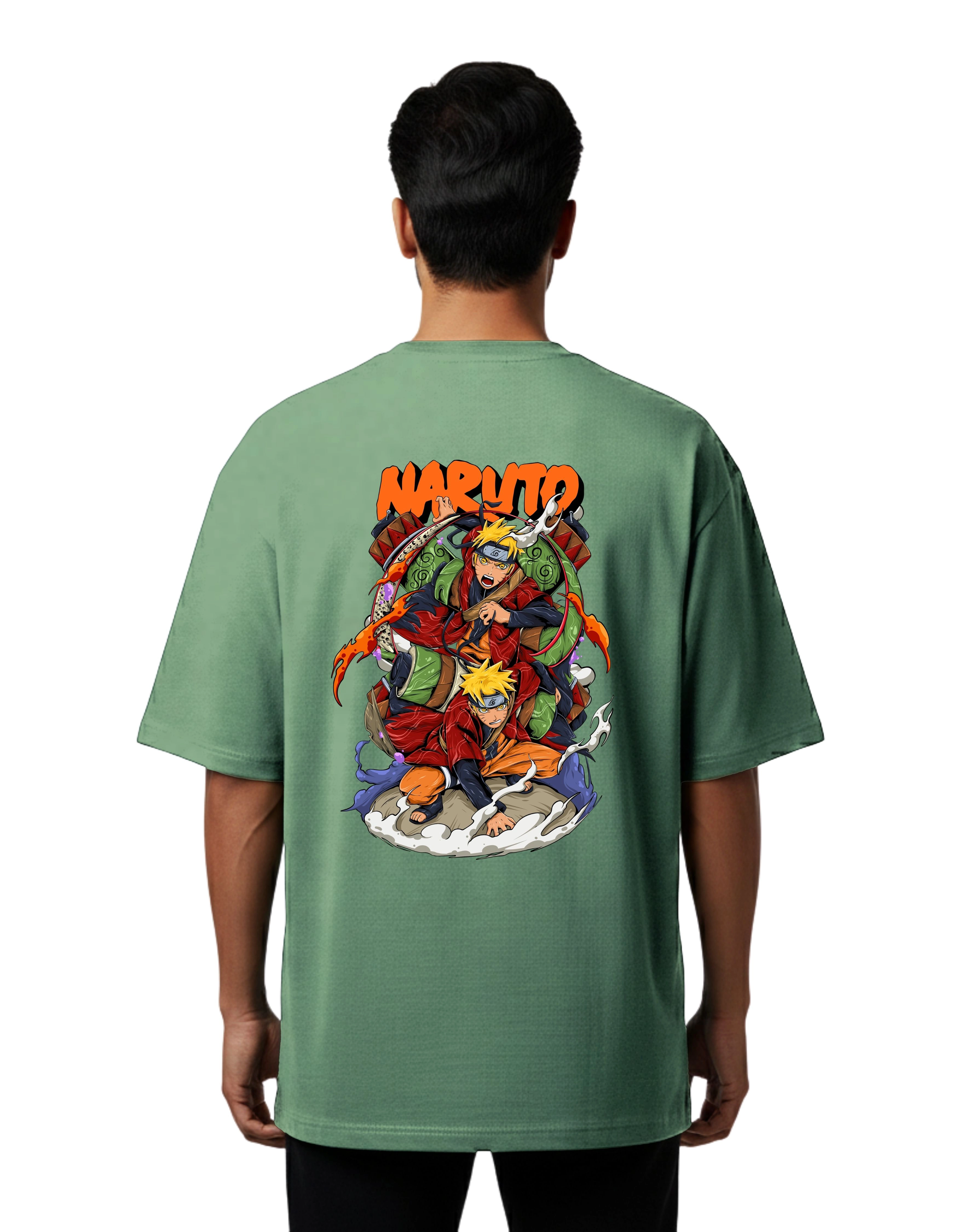 Naruto Shadow Legacy Oversize Cotton French Terry T-Shirt 240 GSM D Green