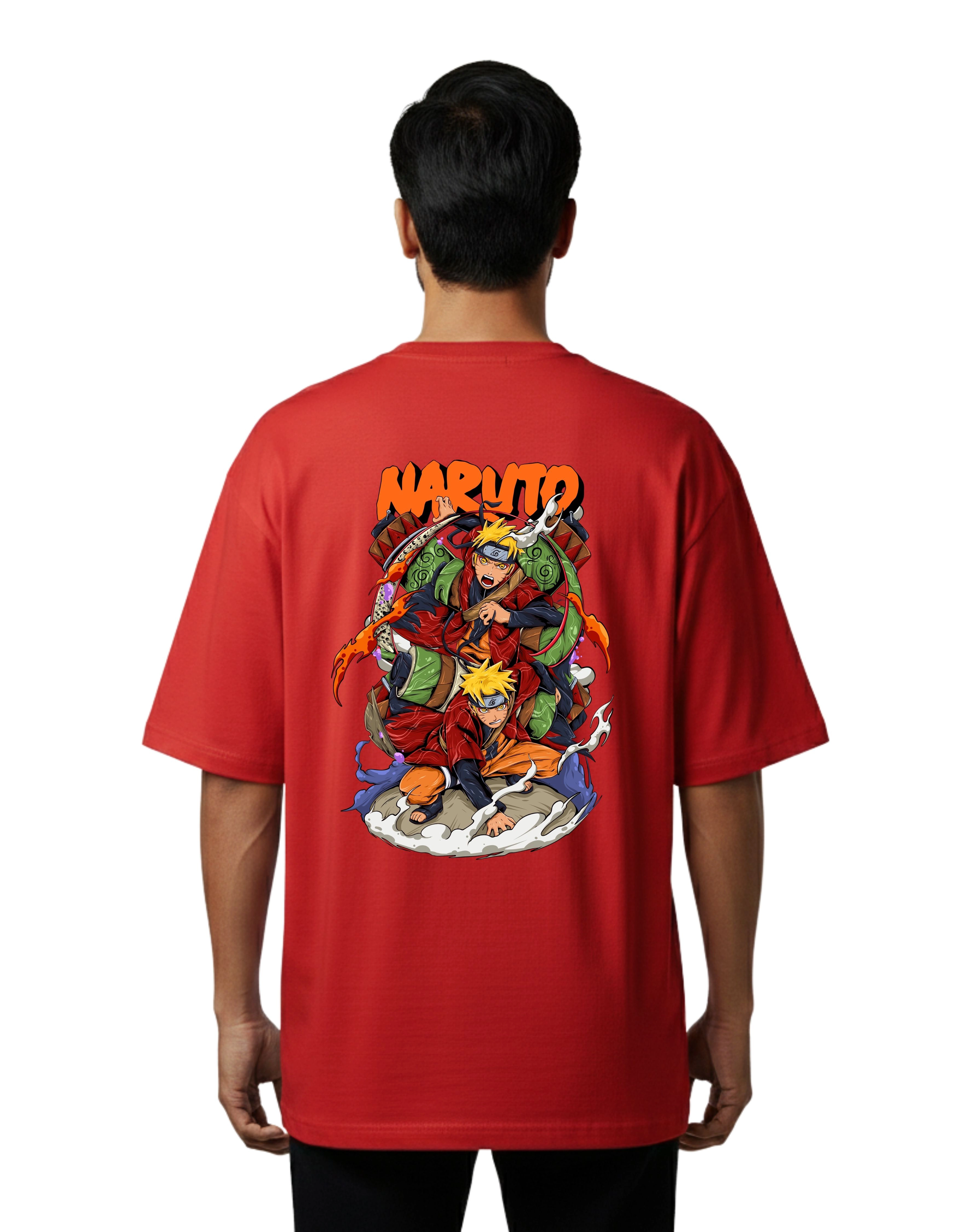 Naruto Shadow Legacy Oversize Cotton French Terry T-Shirt 240 GSM Red