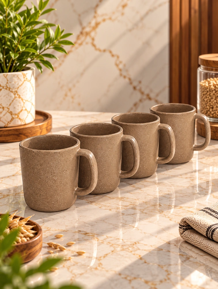 Natural  Husk  Pebble  Brew 4 Piece Of Mugs