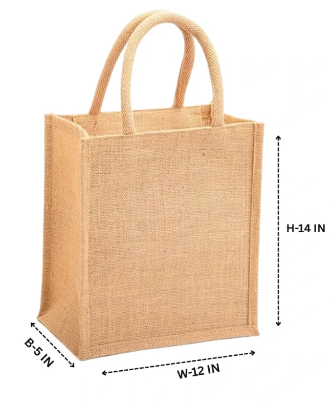Natural 12X14X5 Inches Jute Bag