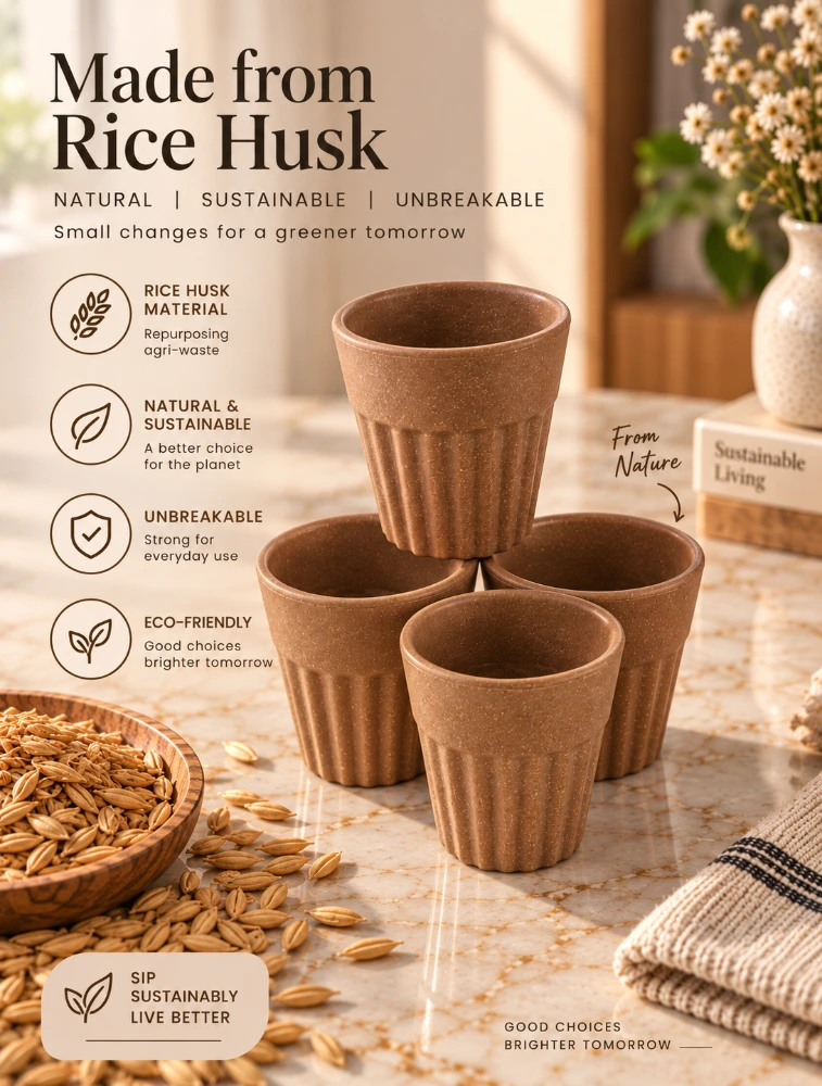 Natural Husk Mini Husk Chai 4 Piece Of Cups 85ml