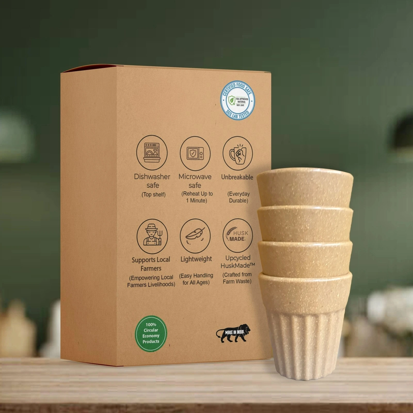 Natural HuskChai Cup(Pack of 4)