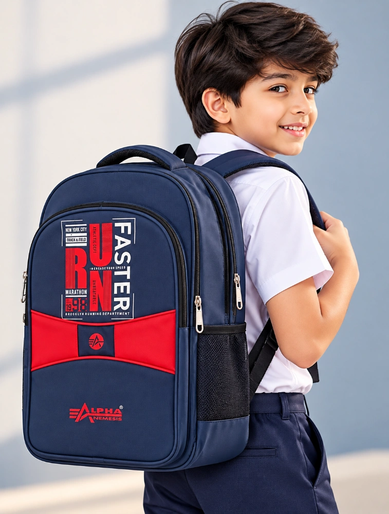 Navy Blue Alpha Nemesis Run Faster 3x3 School Backpack