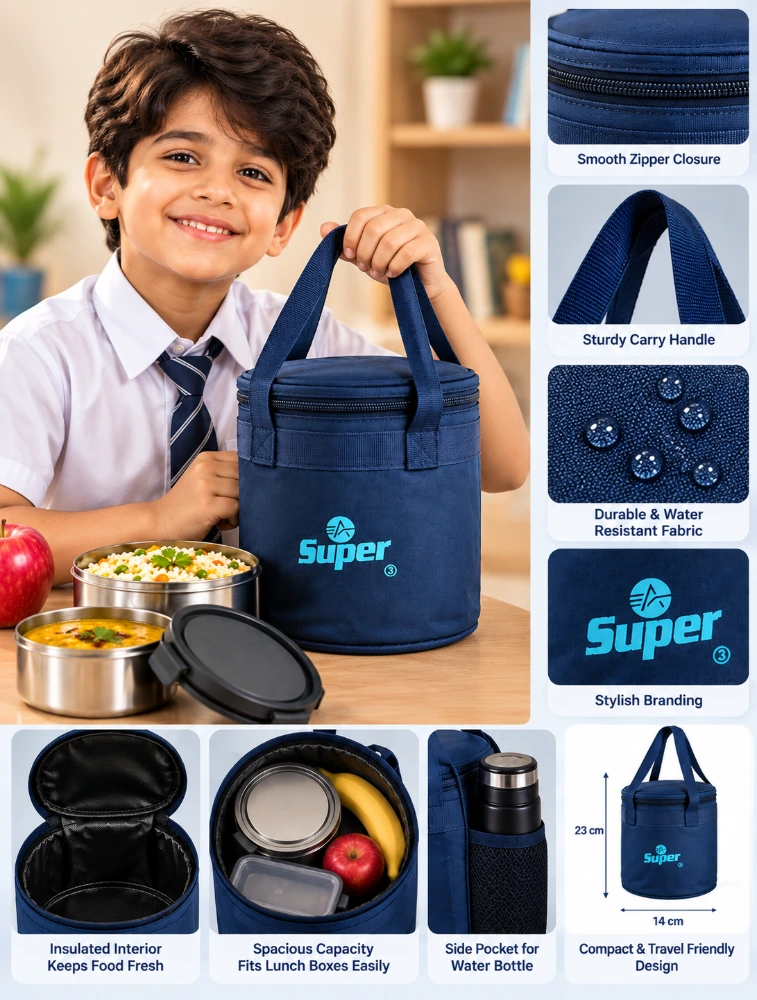 Navy Blue Alpha Nemesis Round Insulated Lunch Bag