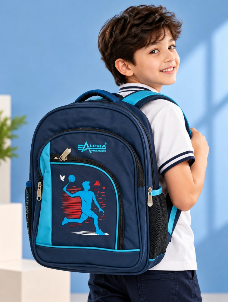 Navy Blue Alpha Nemesis Tennis 3x3 School Backpack