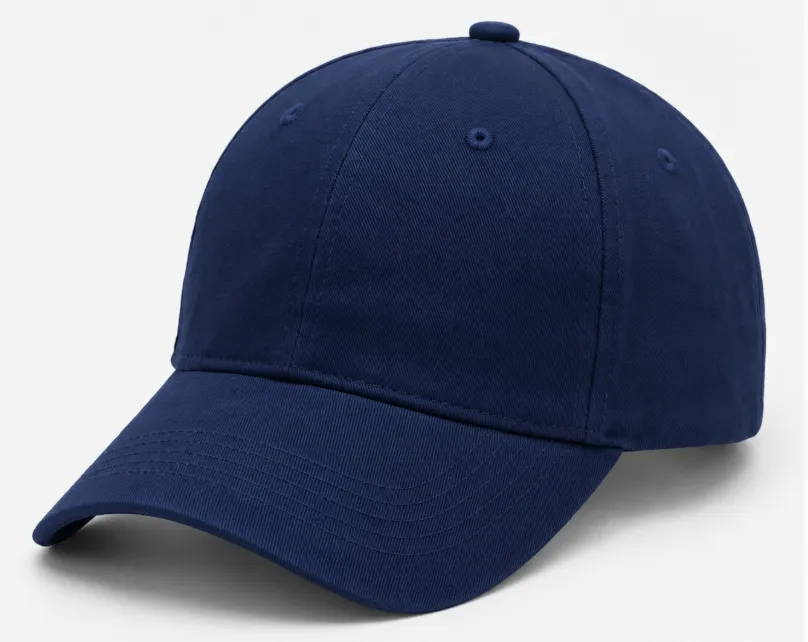 Navy Blue Cotton Drill 5 Panel Cap with Visor Stitches and Velcro