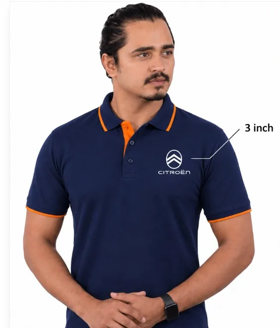 Navy Blue Dri Fit Mars 200 GSM Polo Half Sleeve TShirt with Collar Cuff Tipping