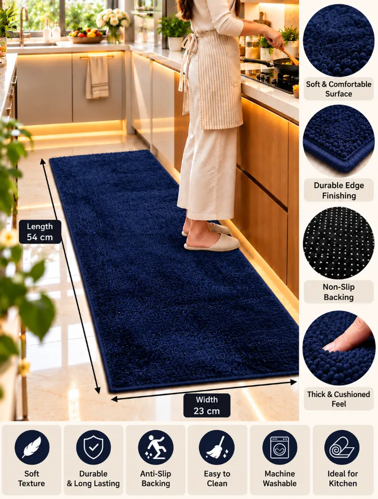 Navy Blue Elegance Runner Mat