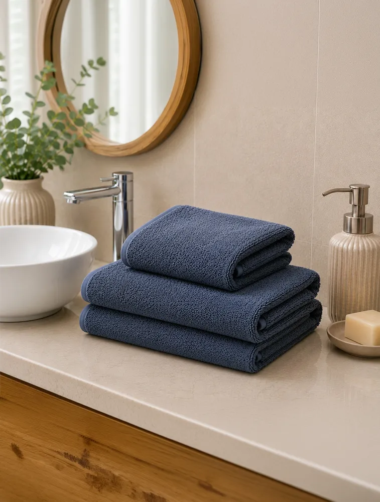 Navy Blue Habitude Microfier Premium Gym Towel