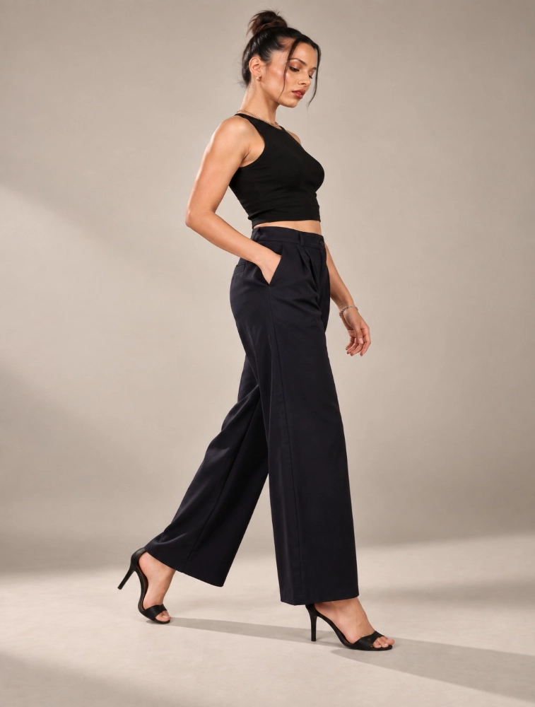 Navy Blue Korean Baggy Pant