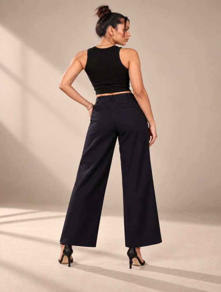 Navy Blue Korean Baggy Pant