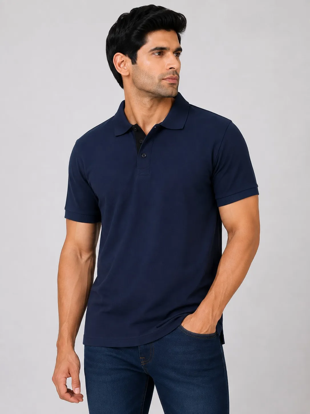 Navy Blue Mens AeroPiq Mars 210 GSM Polo TShirt