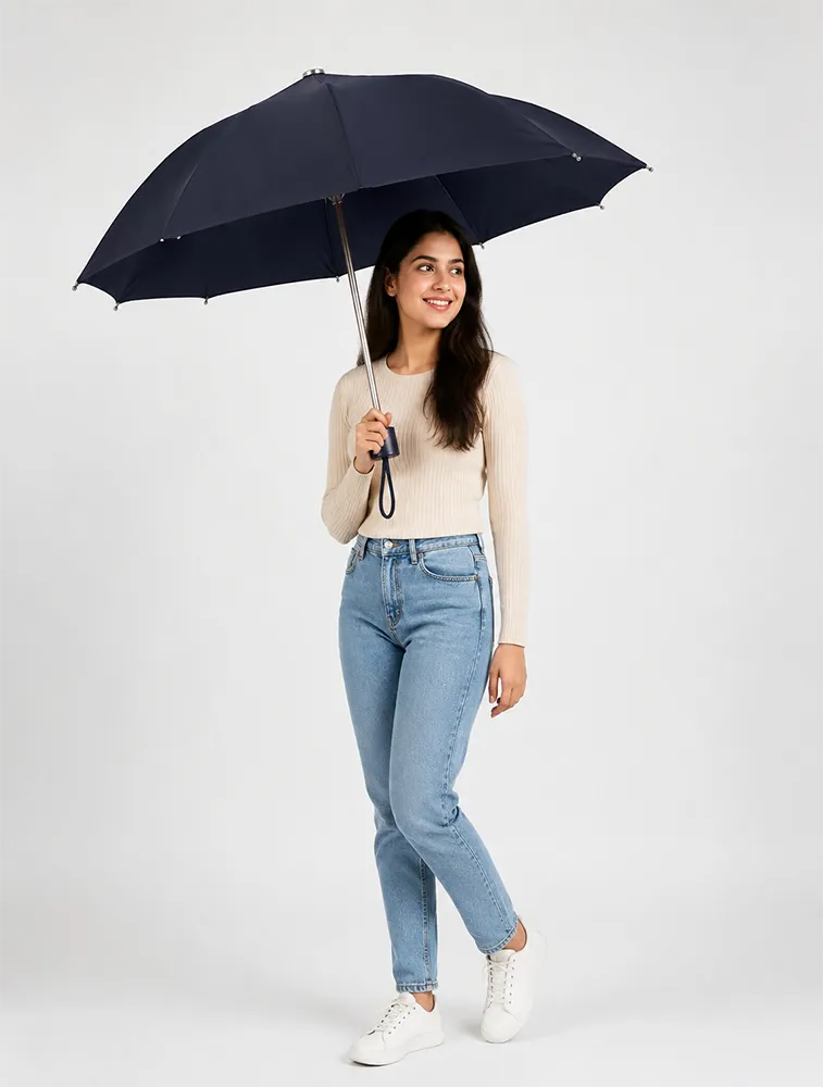 Navy Blue Portable 3 Fold Umbrella   