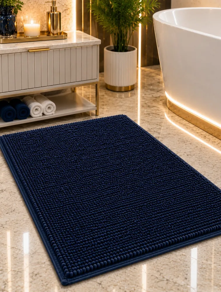 Navy Blue Premium Micro Polyester Bath Mat
