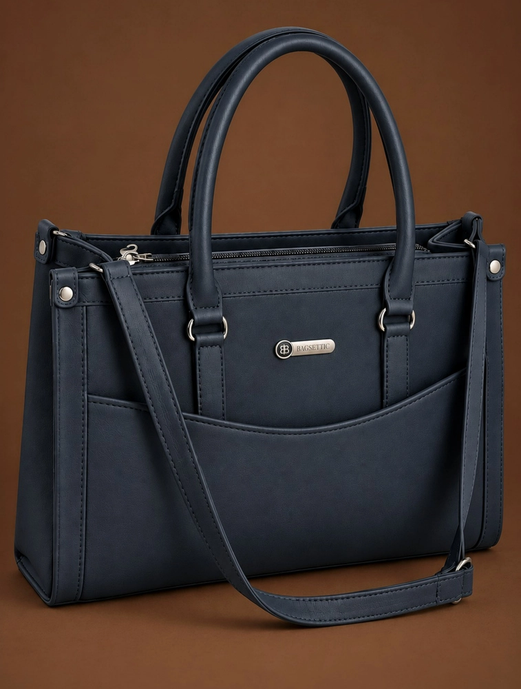 Navy Blue Premium PU Leather Hand Bag