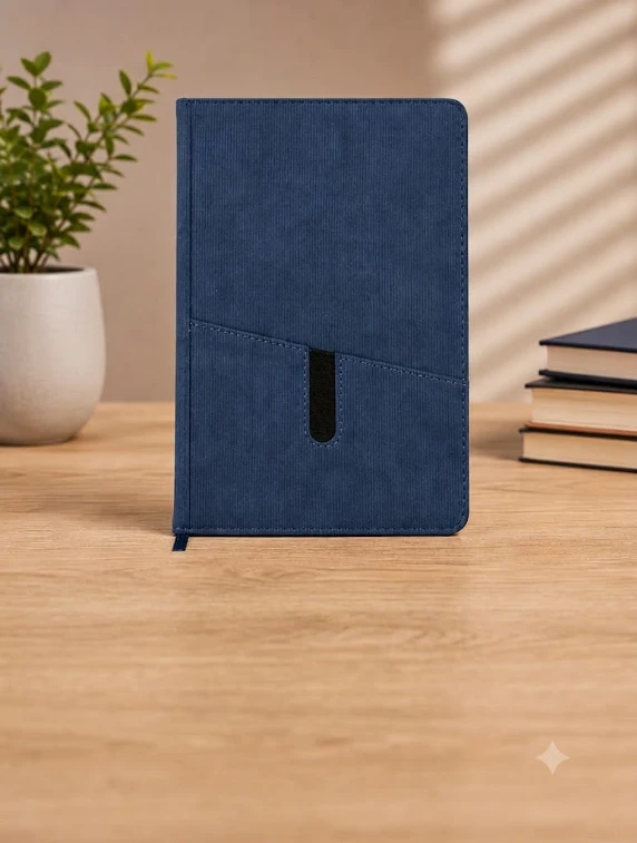 Navy Blue Premium Textured Single Line Diary