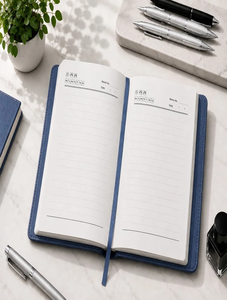 Navy Blue Solid Dairy with Oval Metal Closure Dairy