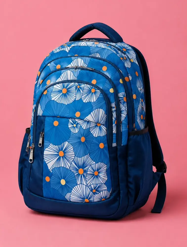 Navy Blue Unisex Polyester School Bags