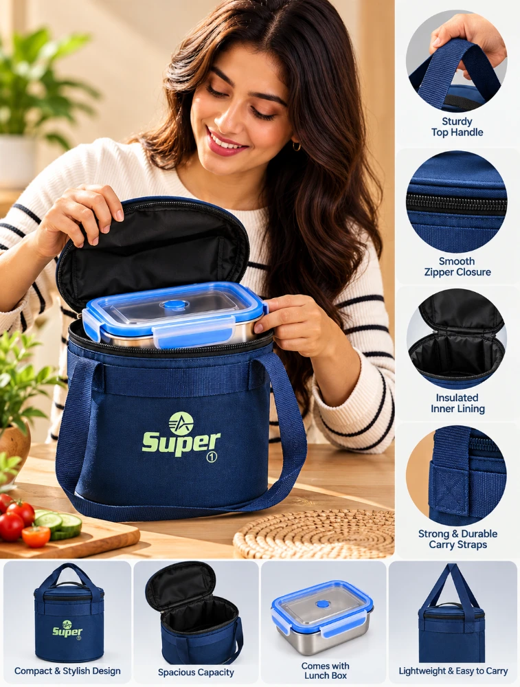 Navy Blue With Green Alpha Nemesis Mini Round Insulated Lunch Bag