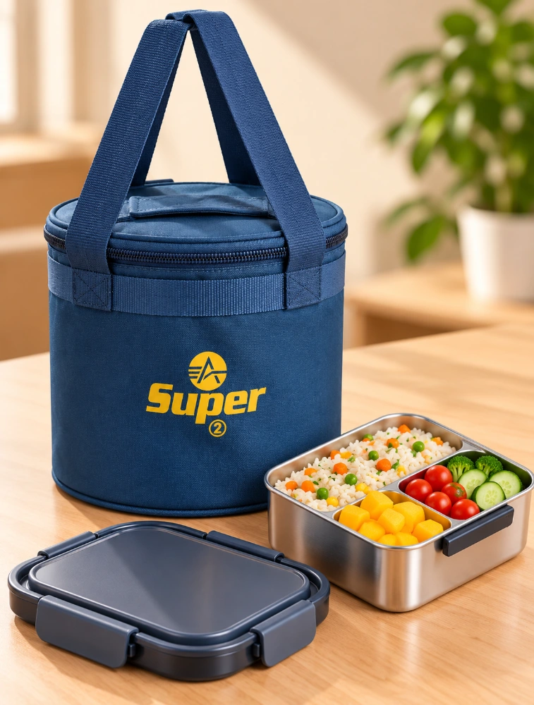 Navy Blue With Yellow Alpha Nemesis Mini Round Insulated Lunch Bag