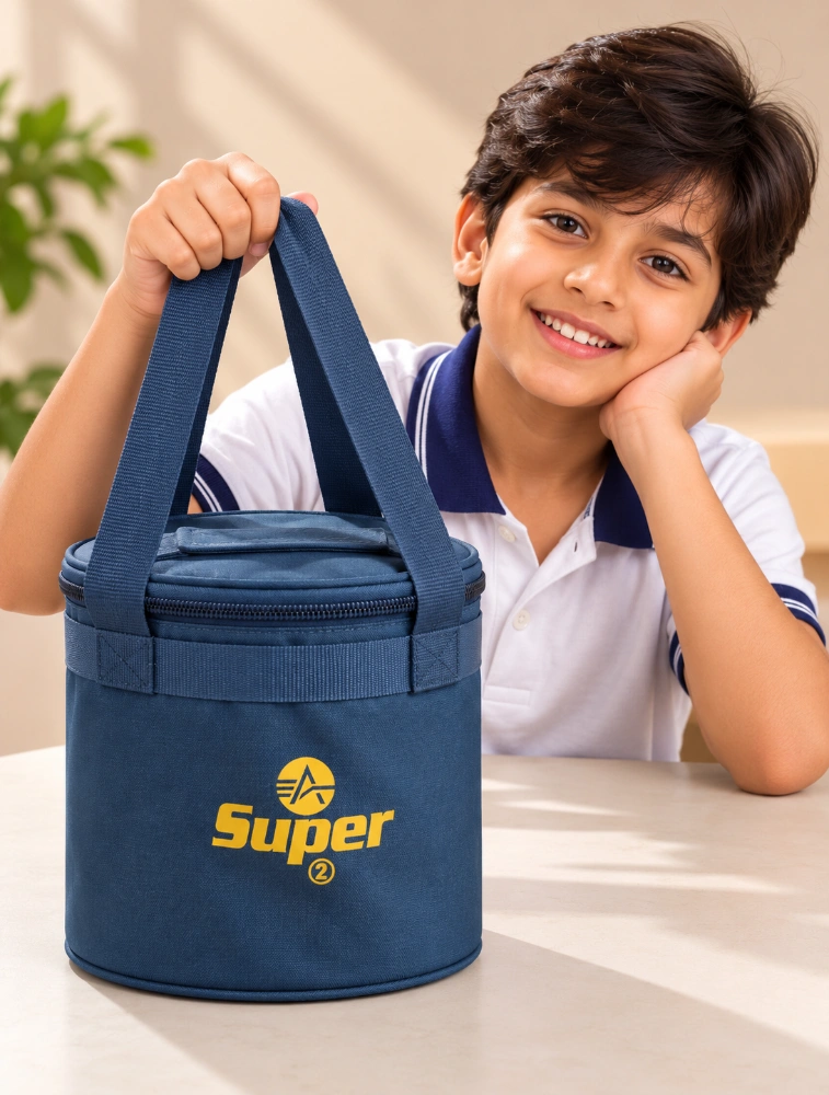 Navy Blue With Yellow Alpha Nemesis Round Insulated Lunch Bag