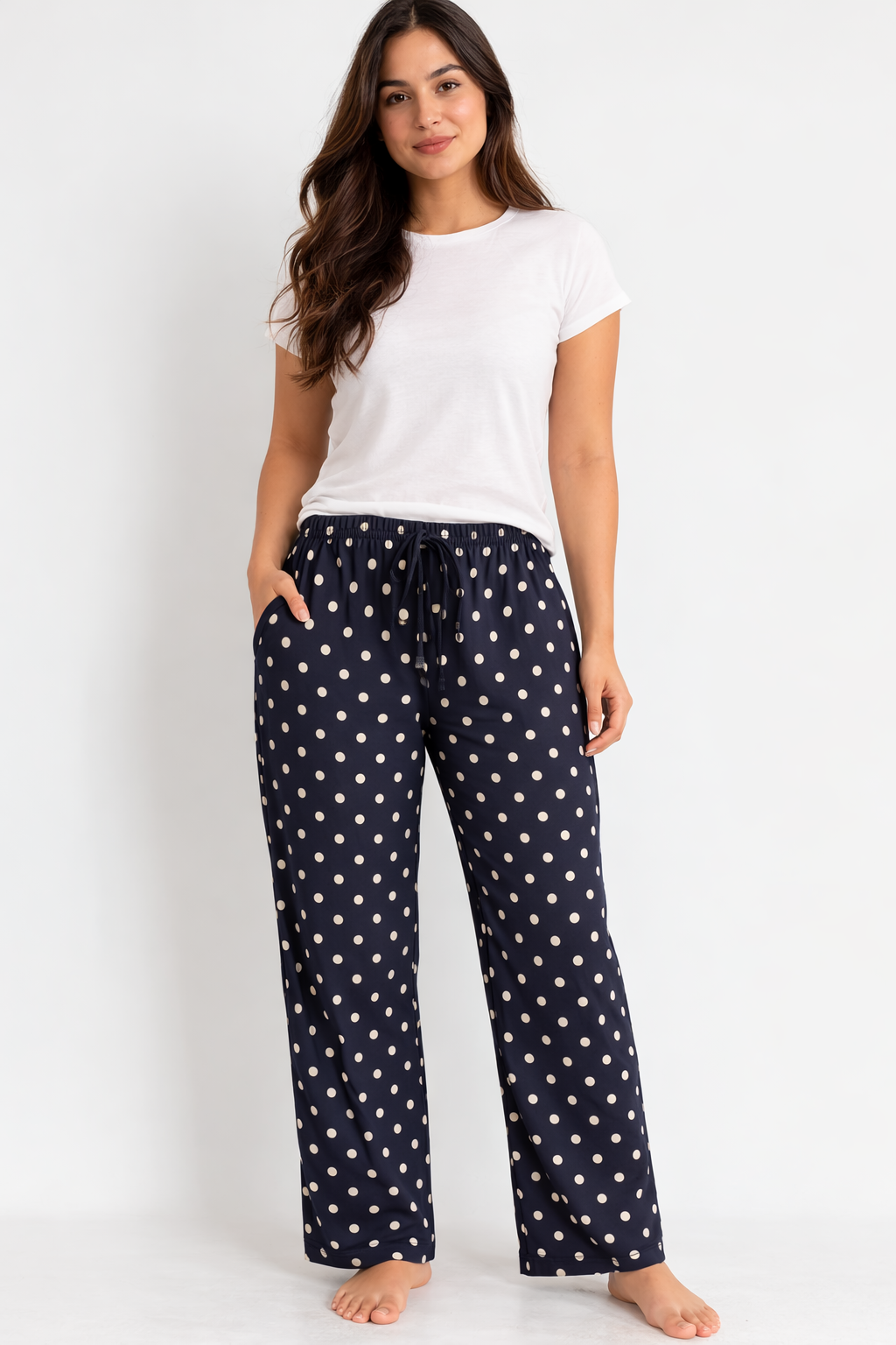 Navy Blue Womens Floral Printed Polycotton 120 GSM Lounge Pant