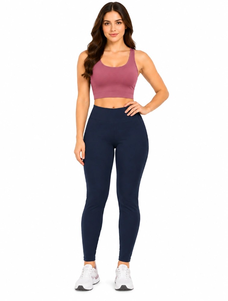 Navy Blue Womens High Rise Ankle Length Premium Legging