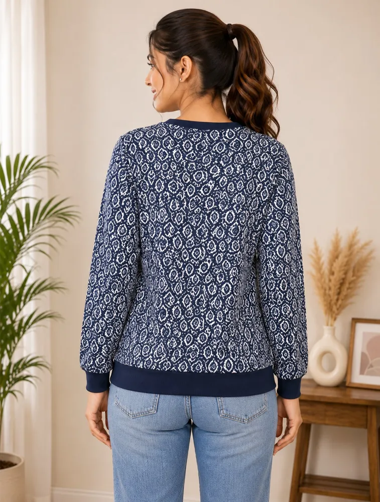 Navy Blue Womens Premium Printed T Shirts 