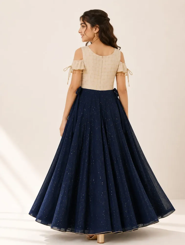 Navy Blue Womens Premium Umbrella Ethnic Wear Top