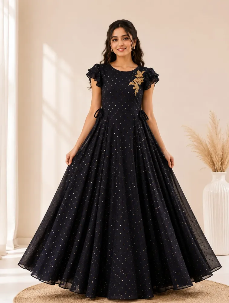 Navy Blue Womens Premium Umbrella Ethnic Wear Top — bulk from ₹1019