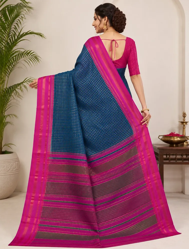 Navy Blue Womens Premiun Pure linen sarees — bulk from ₹1490