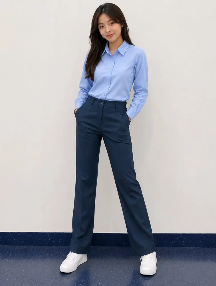 Navy Blue and Sky Blue Womens Uniform set — bulk from ₹941