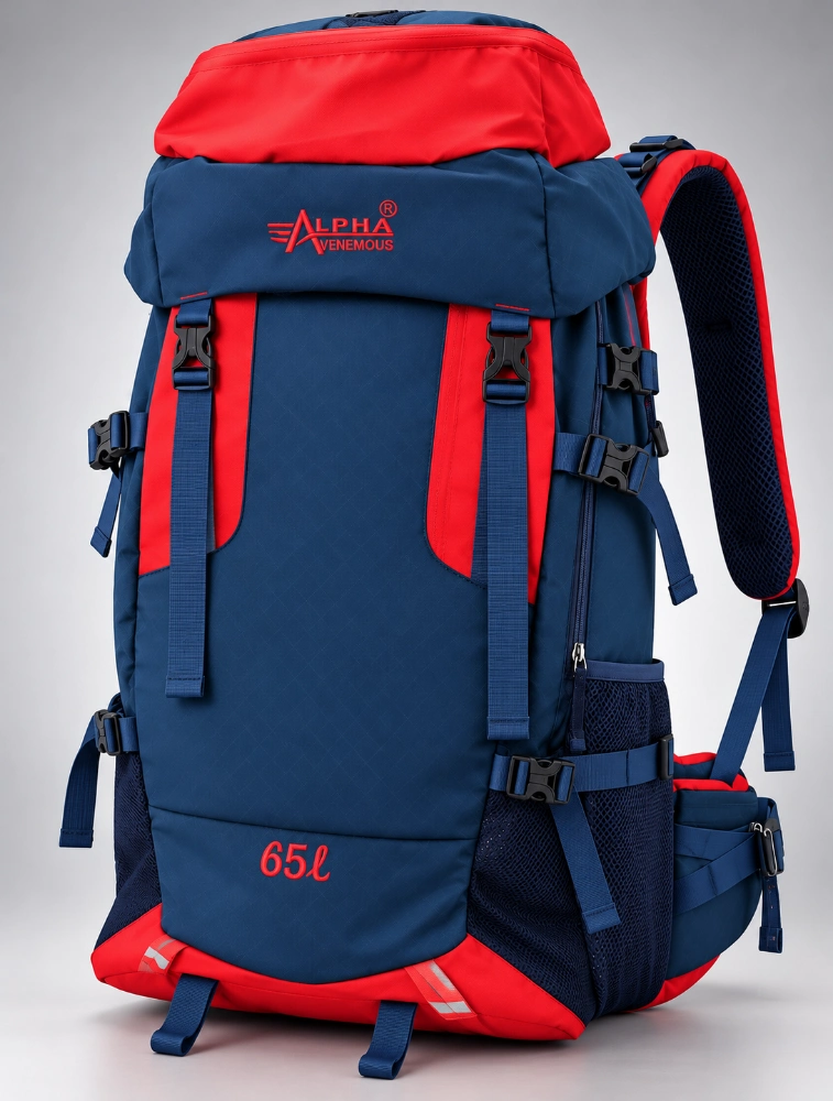 Navy Blue with Red  Alpha Nemesis Adventure Trekking Backpack Collection