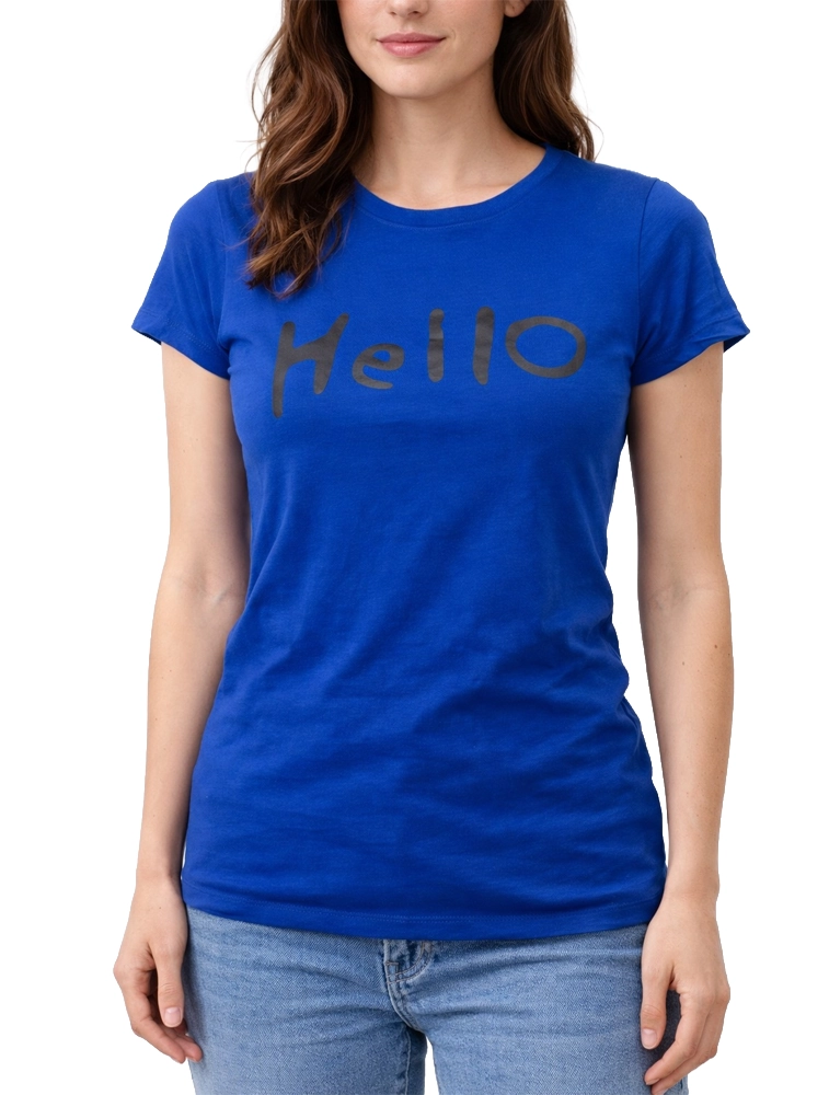 Navy Girls Printed Cotton Round Neck Short Sleeve 140 Gsm T shirt