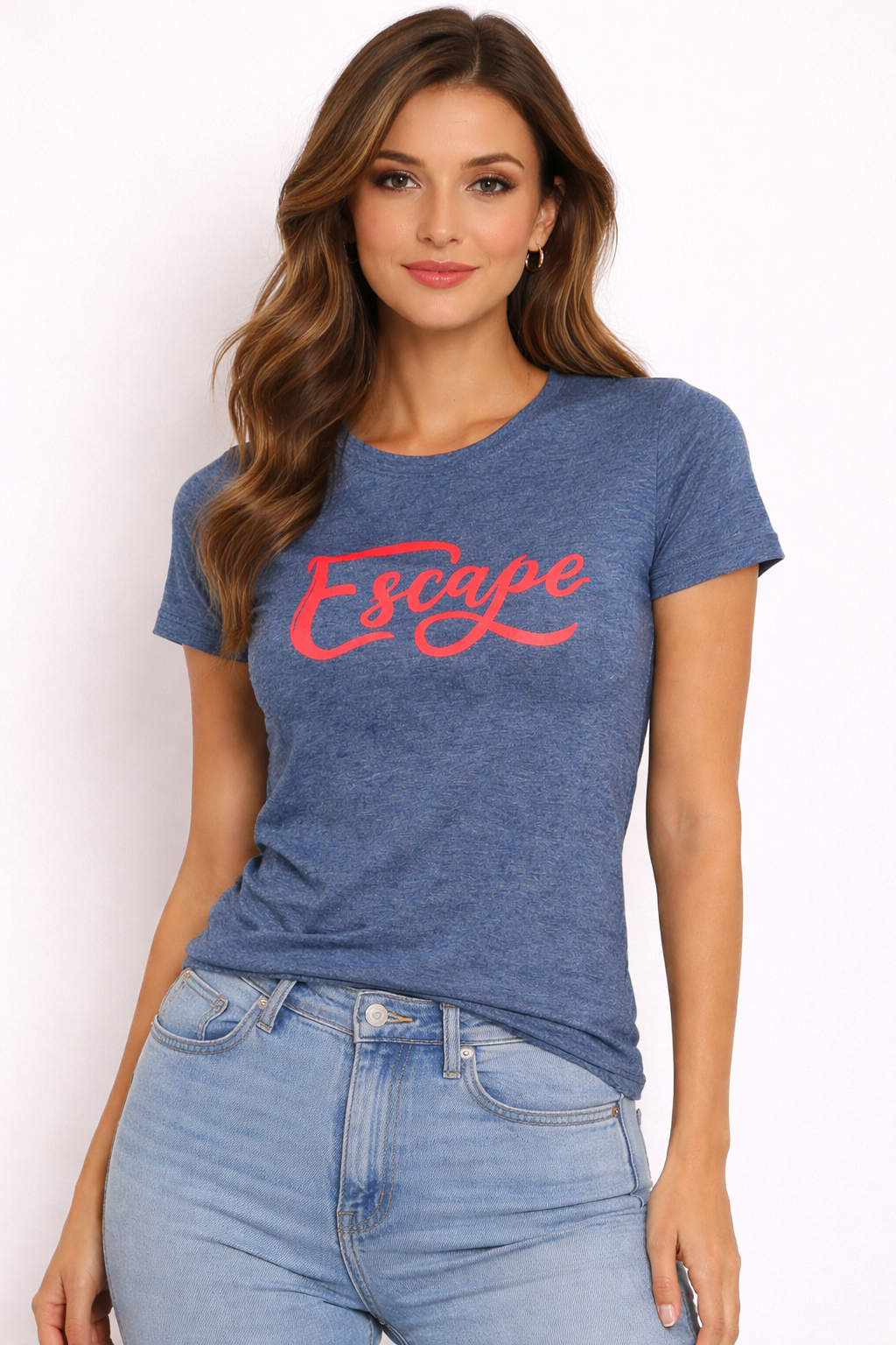 Navy Melange Girls Printed Cotton Roundneck Short Sleeve 140 gsm Tshirt