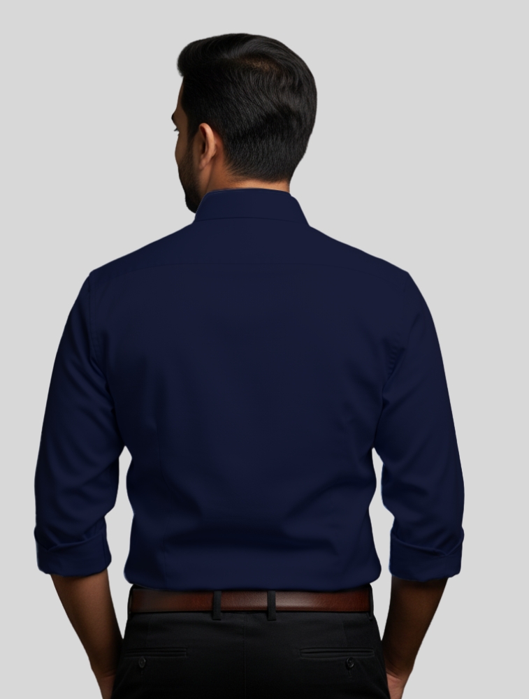 Navy Twill Polycotton Full Sleeve Shirt with Pocket