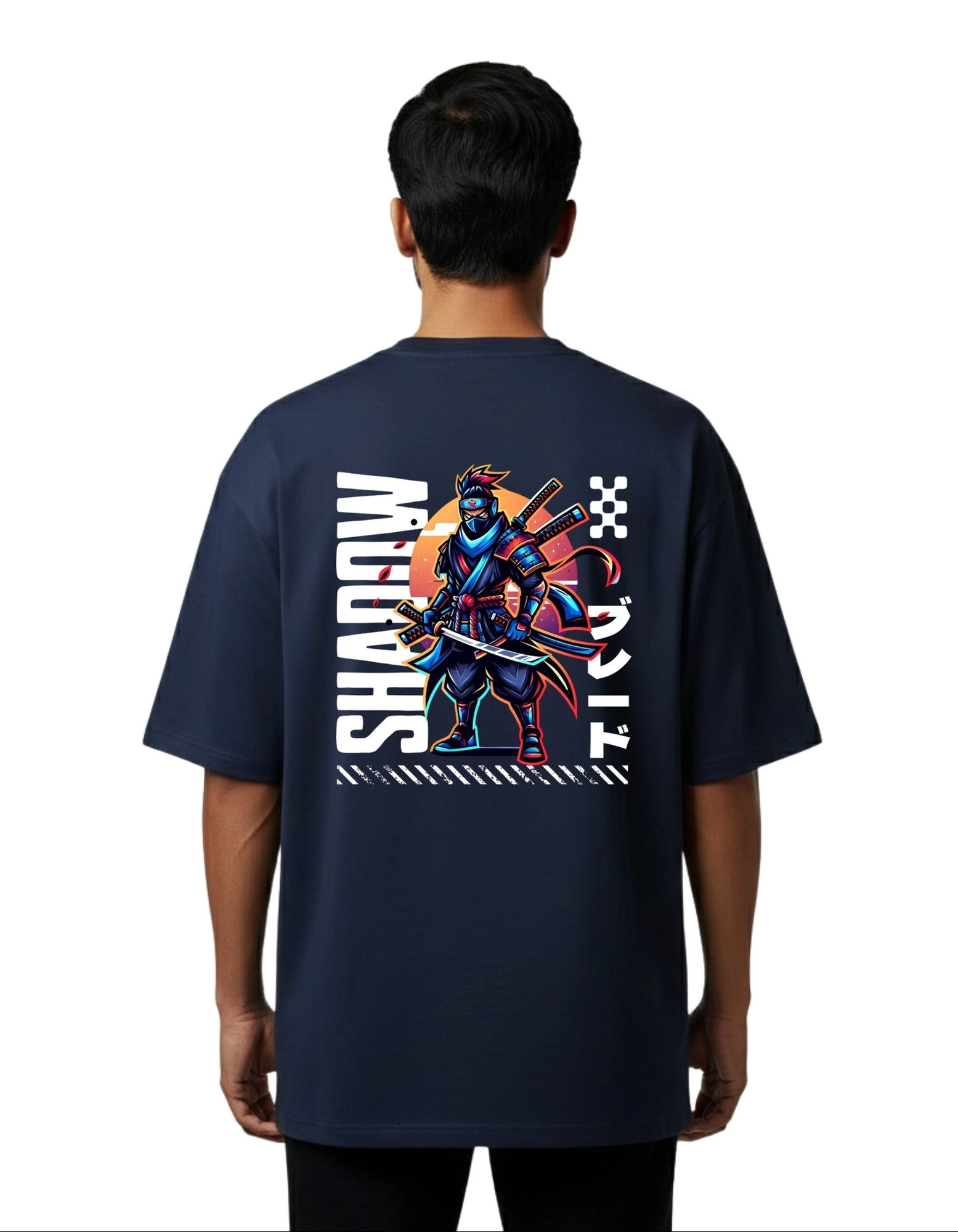 Neo Shadow Samurai Oversized Cotton French Terry T-Shirt 240 GSM Navy Blue