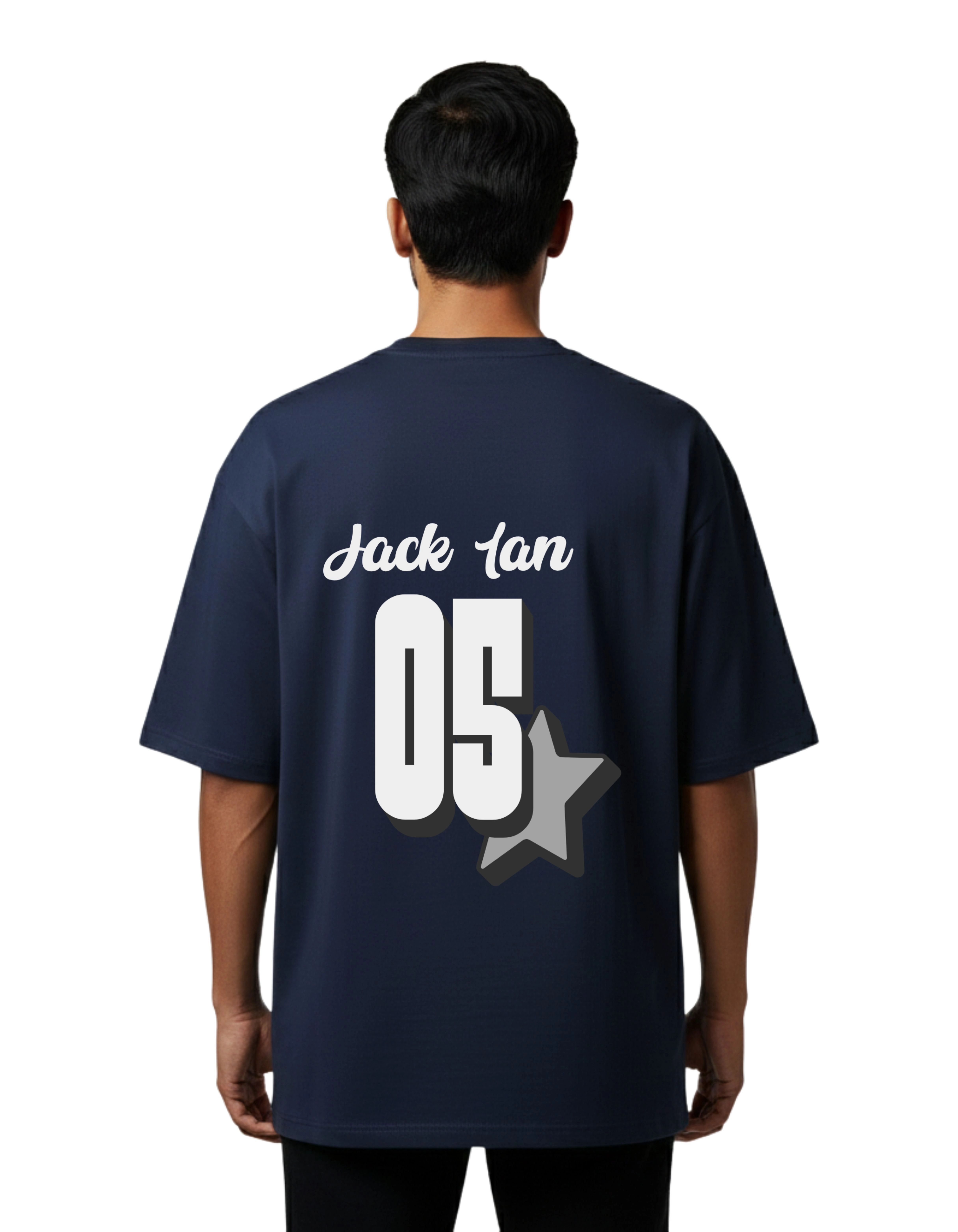 New World Oversized Cotton French Terry T-Shirt 240 GSM Navy Blue
